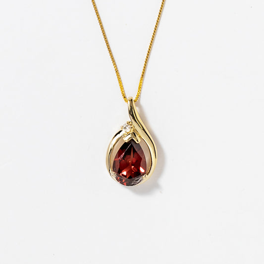 Garnet Necklace in 10K Yellow Gold