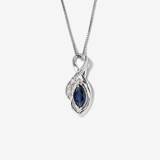Marquise Sapphire Pendant in 10K White Gold