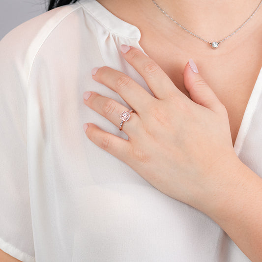 Double Halo Princess Diamond Engagement Ring in 14K Rose Gold (0.50ct tw)