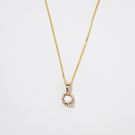 Tension Set Lab Grown Diamond Solitaire Necklace in 14K Yellow Gold (0.10ct tw)