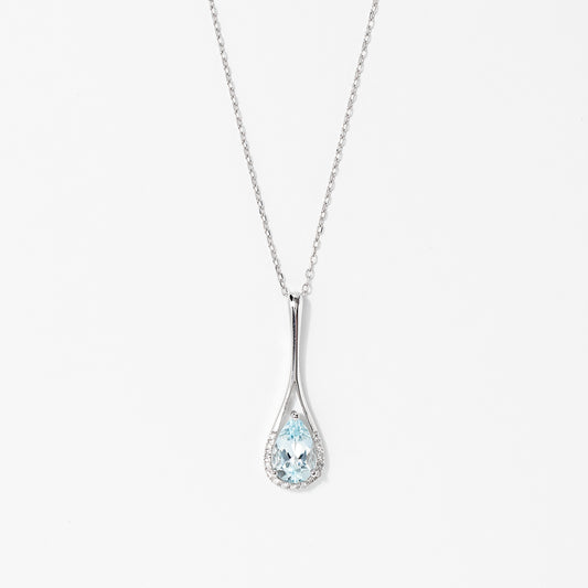 Aquamarine Pendant Necklace in 10K White Gold
