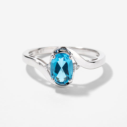 Blue Topaz Ring in 10K White Gold