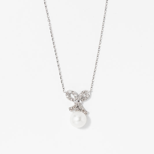 Pearl Necklace in 10K White Gold