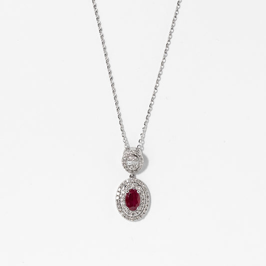 Ruby Necklace in 10K White Gold
