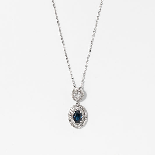 Sapphire Necklace in 10K White Gold