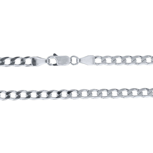 3.60mm Beveled Curb Chain in Italian 10K White Gold (22”)