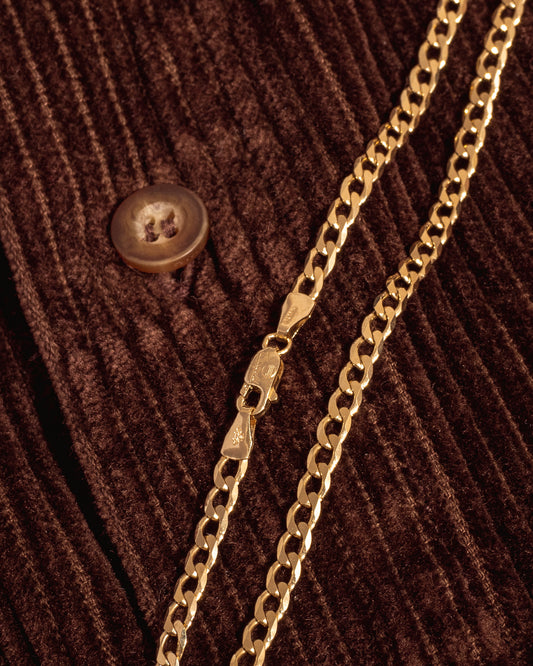 3.60mm Beveled Curb Chain in Italian 10K Yellow Gold (20”)
