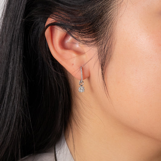 Diamond Cluster Drop Earrings in 10K White Gold (0.20ct tw)