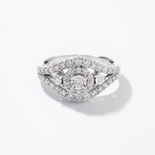 Diamond Cluster Ring in 10K White Gold (0.75 ct tw)