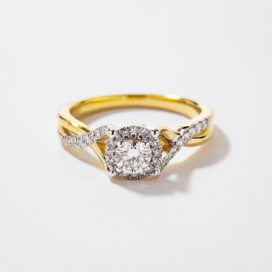 Infinity Twist Engagement Ring in 10K Yellow and White Gold (0.50 ct tw)