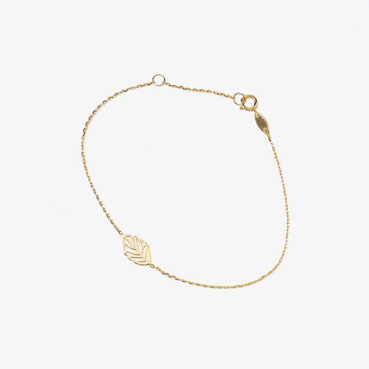 Leaf Charm Bracelet in 10K Yellow Gold