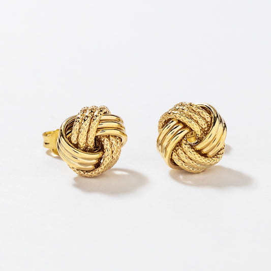 Love Knot Stud Earrings in 10K Yellow Gold