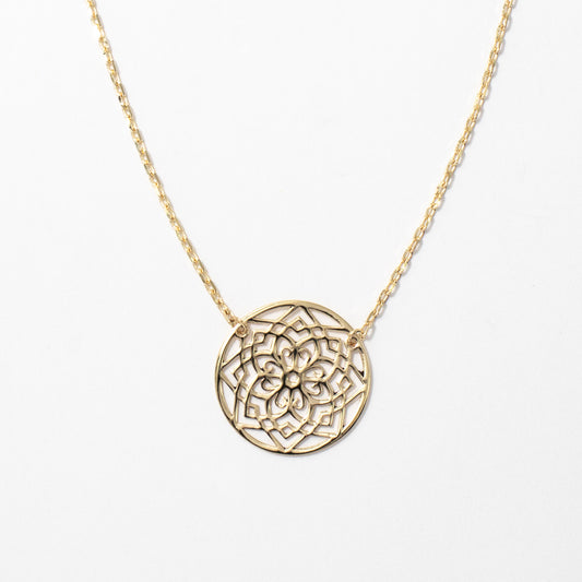 Mandala Necklace in 10K Yellow Gold