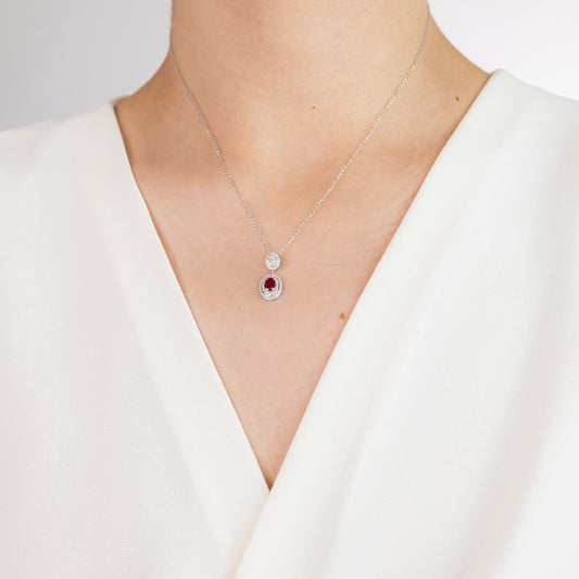 Ruby Necklace in 10K White Gold
