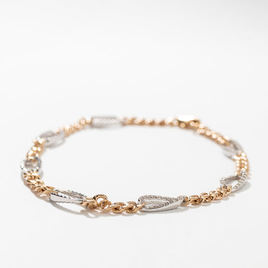 Diamond Link Bracelet in 10K Yellow and White Gold (0.50 ct tw)
