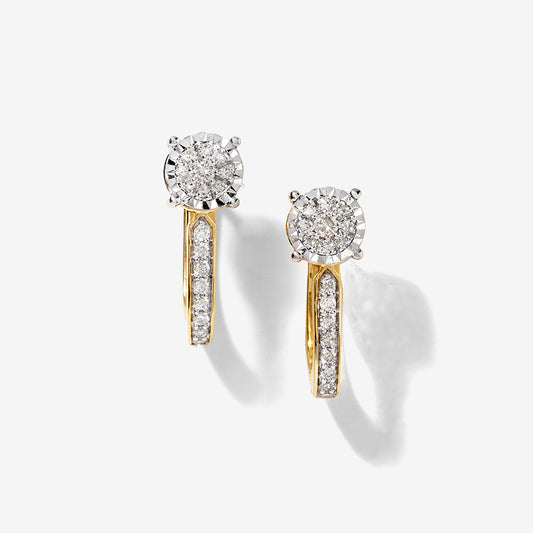Diamond Hook Earrings in 10K Yellow and White Gold (0.33 ct tw)