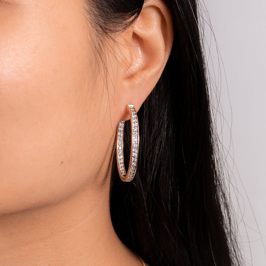 Diamond Hoop Earrings in 10K Yellow and White Gold (0.75 ct tw)