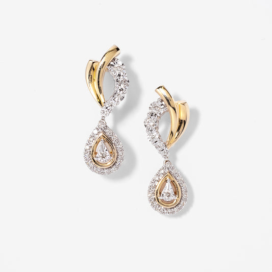 Diamond Cluster Dangle Earrings in 10K Yellow and White Gold (0.33 ct tw)