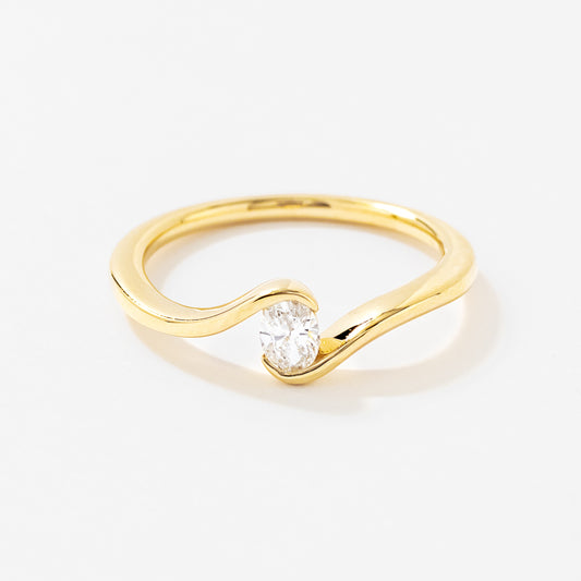 Lab Grown Oval Diamond Swirl Promise Ring in 10K Yellow Gold (0.20 ct tw)