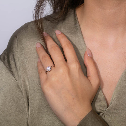 Lab Grown Round Cut Diamond Engagement Ring in 14K White Gold (1.57 ct tw)