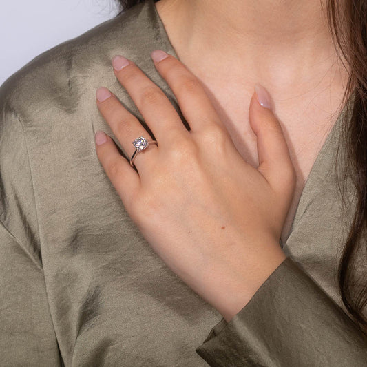 Lab Grown Round Cut Diamond Engagement Ring in 14K White Gold (2.07 ct tw)