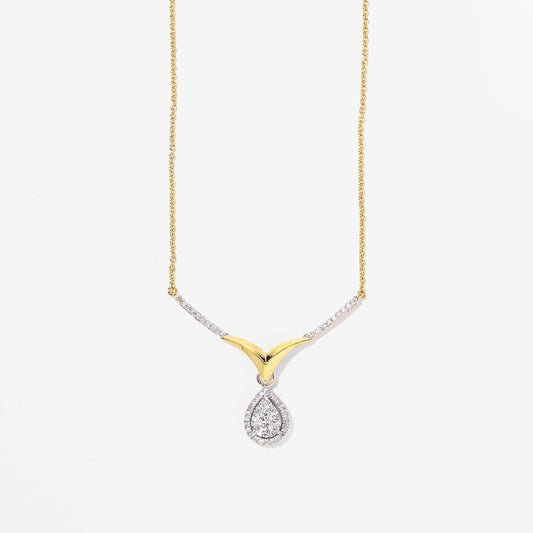 Diamond Cluster Necklace in 10K White and Yellow Gold (0.50 ct tw)