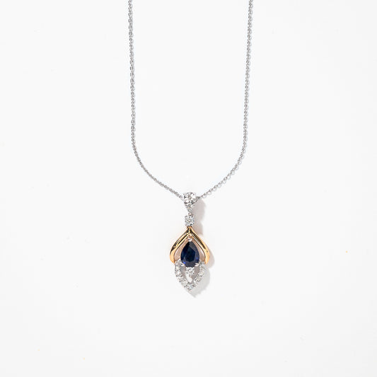 Sapphire Necklace in 10K White and Yellow Gold