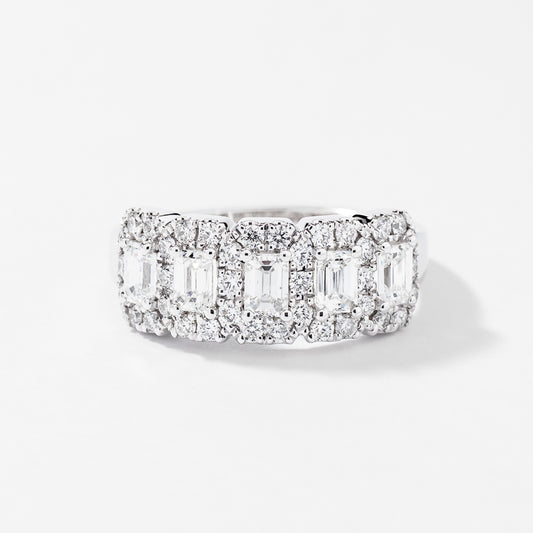 Diamond Cluster Ring in 14K White Gold (1.50 ct tw)