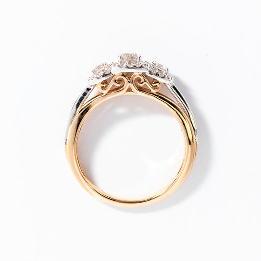 Three Stone Diamond Engagement Ring in 10K Yellow And White Gold (0.75 ct tw)