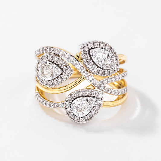 Diamond Cluster Ring in 10K Yellow and White Gold (1.00 ct tw)