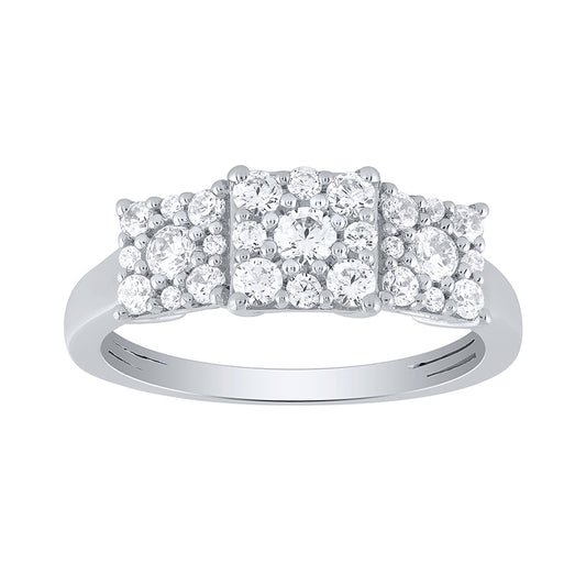 Diamond Cluster Dinner Ring in 10K White Gold (0.72 ct tw)