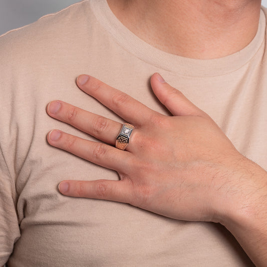 Two-Tone Men’s Diamond Ring in 10K White and Yellow Gold (0.40 ct tw)