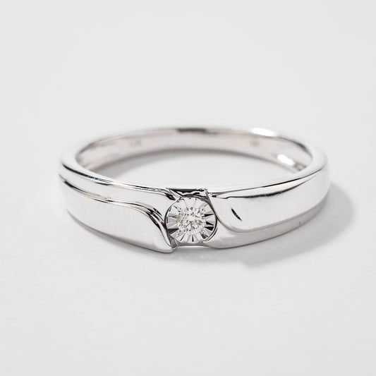 Gent's Wedding Band in 10K White Gold (0.04 ct tw)