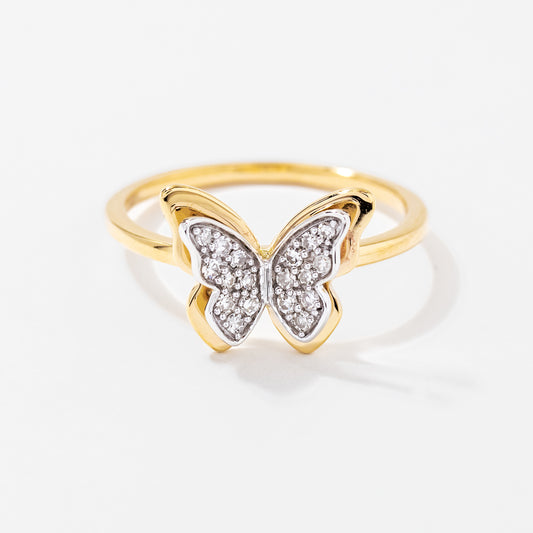Butterfly Ring in 10K Yellow and White Gold (0.13 ct tw)