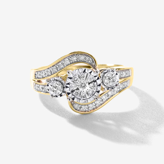 Diamond Cluster Ring in 10K Yellow and White Gold (0.25 ct tw)