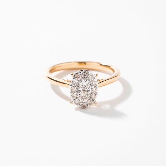 Oval Diamond Cluster Ring in 10K Yellow and White Gold (0.40 ct tw)