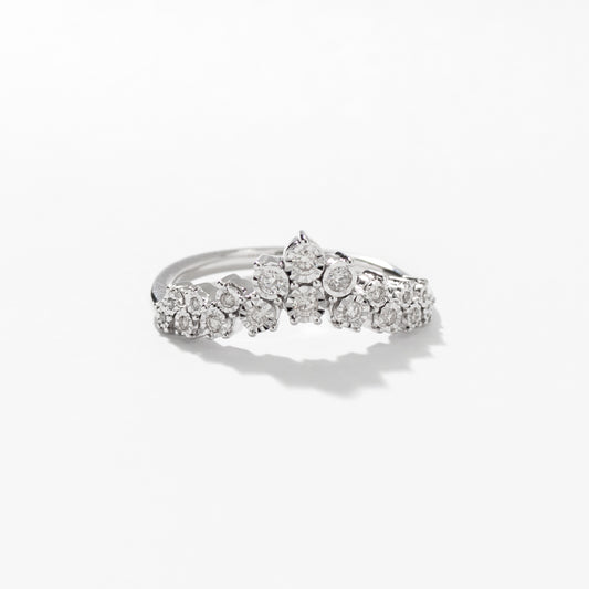 Tiara Cluster Diamond Ring In 10K White Gold (0.20 ct tw)