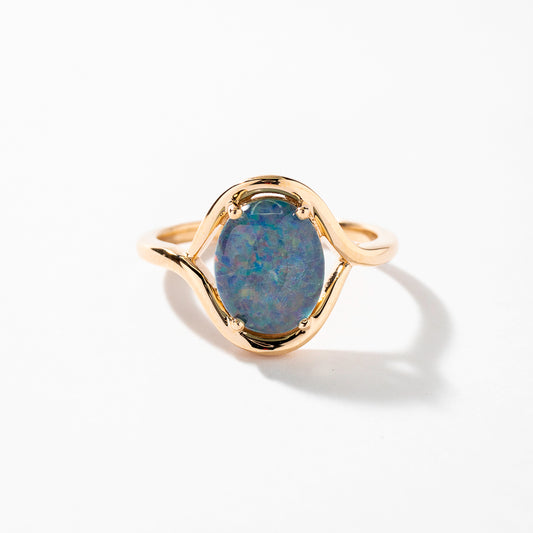 Triplet Opal Ring in 10K Yellow Gold