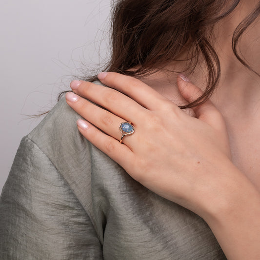 Triplet Opal Ring in 10K Yellow Gold