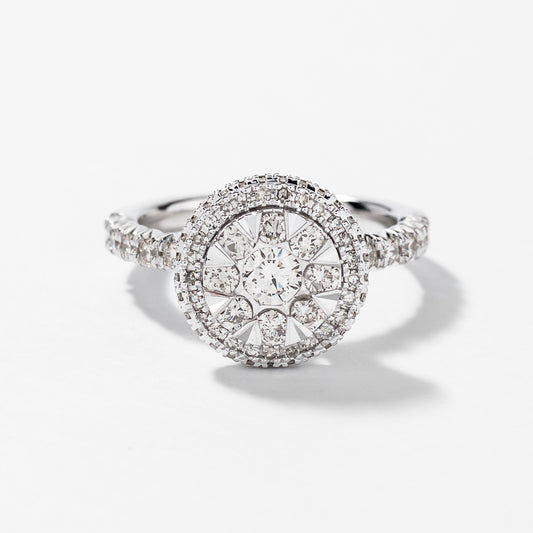 Diamond Cluster Ring in 10K White Gold (1.00 ct tw)