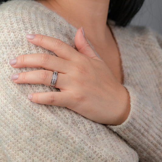 Miracle Mark Double Row Diamond Anniversary Band in 10K White Gold (0.13ct tw)