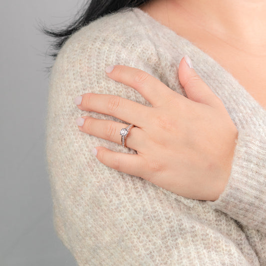 Diamond Cluster Promise Ring in 10K Yellow and White Gold (0.16 ct tw)