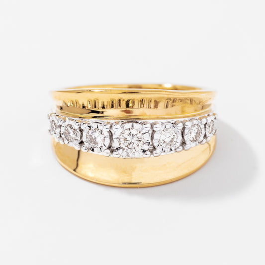 Diamond Cluster Ring in 10K Yellow and White Gold (0.35 ct tw)