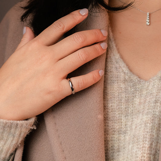 Low Dome Comfort Fit Wedding Band in 14K White Gold (3MM)