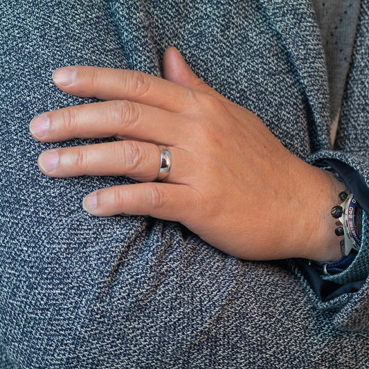 Low Dome Comfort Fit Wedding Band in 14K White Gold (6MM)