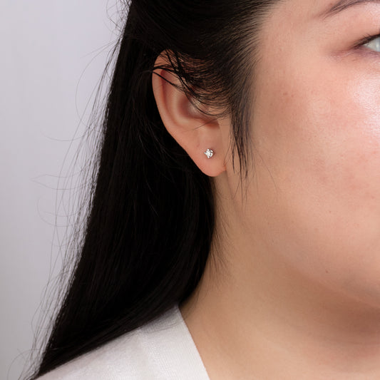 Solitaire Canadian Diamond Stud Earrings in 14K White Gold (0.10 ct tw)