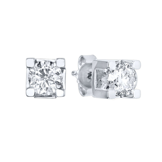 Solitaire Canadian Diamond Stud Earrings in 14K White Gold (0.30 ct tw)