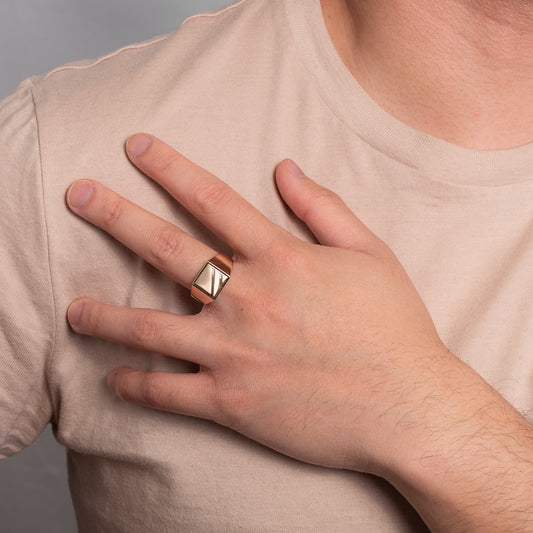 Men’s Square Signet Ring in 10K Yellow Gold