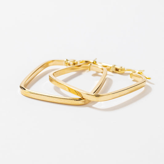 Square Hoop Earrings in 10K Yellow Gold