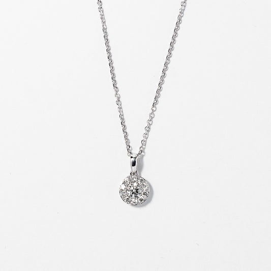 Diamond Cluster Necklace in 14K White Gold (0.40 ct wt)